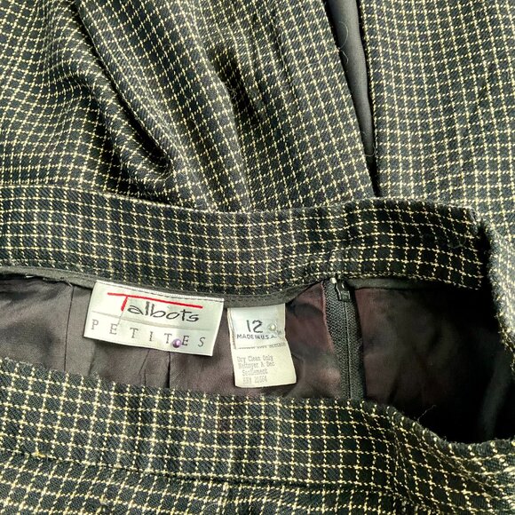 Talbots Skirt Plaid Check Wool Black Gold Petites (12P) - Picture 5 of 8